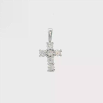 900 Platinum & Round Diamond Cross Pendant, 0.20 CTW, Dainty Classic Design