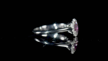 18K White & Rose Gold Statement Ring With 0.38 TCW Pink Oval Shape Natural Diamond, GIA Certified