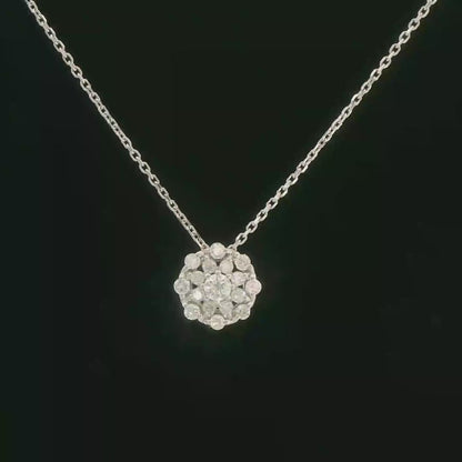 18K White Gold Diamond Pendant Necklace 0.10 CT Diamond