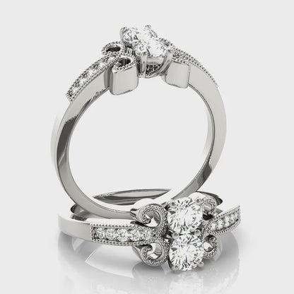 14K White Gold Two Stone Ring With 0.06 TCW Diamond (SI2, H-I)