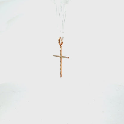 18K Yellow Gold Diamond Pave Cross Pendant 0.07 CTW Dainty Sparkling Charm