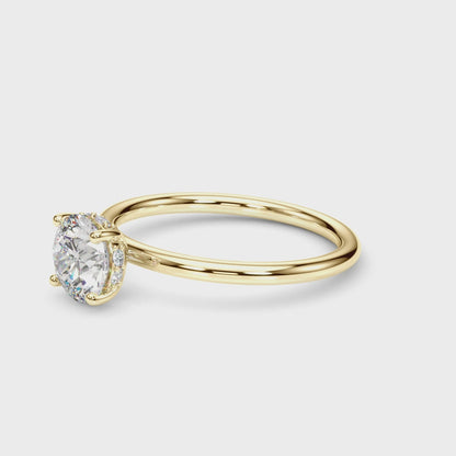 14K Yellow Gold Hidden Halo Rd Engagement Ring With 1.08 TCW Diamond (Lab Grown VS-SI1, E/F/G)