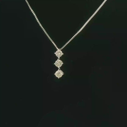 14K White Gold Pendant Necklace  0.30 CTW Round Brilliant Natural Diamond