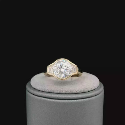 14K Yellow Gold Lab Grown Diamond Engagement Ring 2.52 CTW with Side Stones