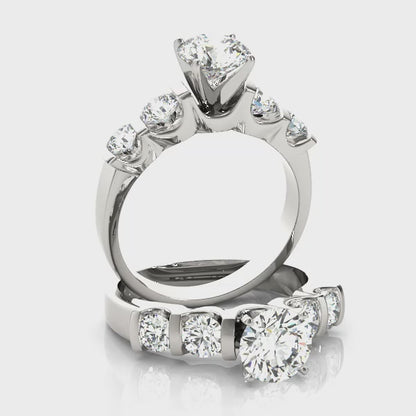 14K White Gold Engagement Rings Single Row Prong Set With 0.70 TCW Diamond (SI1-SI2, G-H)
