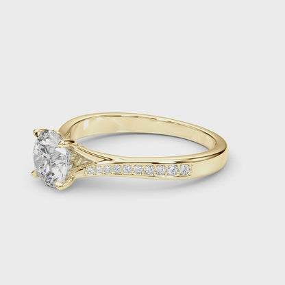 14K Yellow Gold Engagement Ring With 0.04 TCW Diamond (Lab Grown VS-SI1, E/F/G)