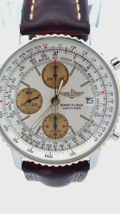 Mens Breitling Navitimer Chronograph 18K Yellow Gold/Steel Watch - 42mm