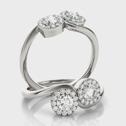 14K White Gold Two Stone Ring With 0.42 TCW Diamond (SI2, H-I)