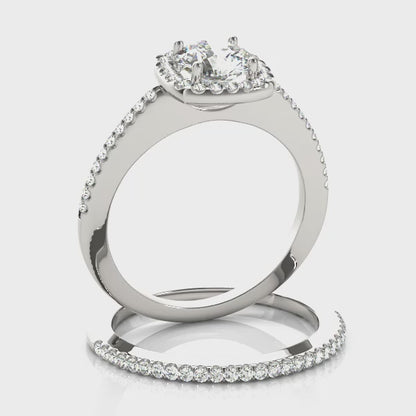 14K White Gold Engagement Rings Halo Round With 0.71 TCW Diamond (I1, H-I)