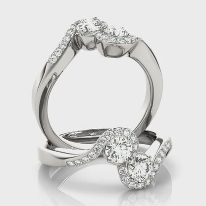 14K White Gold Two Stone Ring With 0.66 TCW Diamond (SI2, H-I)