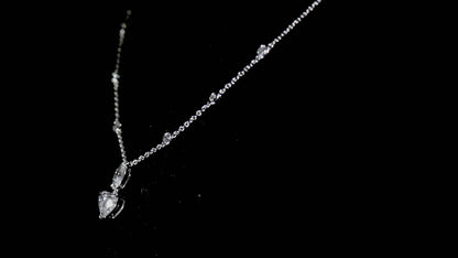 18K White Gold Statement Necklace With 1.51 TCW Heart Shape Natural Diamond, GIA Certified