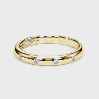 14K Yellow Gold Wedding Bands Bezel Set With 0.10 TCW Diamond (Lab Grown VS-SI1, E/F/G)