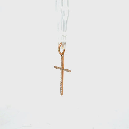 18K Yellow Gold Diamond Pave-Set Cross Pendant 0.06 CTW Faith Jewelry