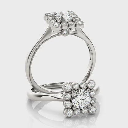 14K White Gold Engagement Ring With 0.13 TCW Diamond (I1, H-I)