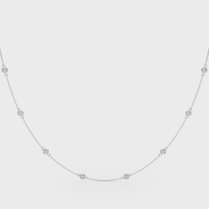 14K White Gold 18 10 Station Dia Necklace With 1.50 TCW Diamond (Lab Grown VS-SI1, E/F/G)