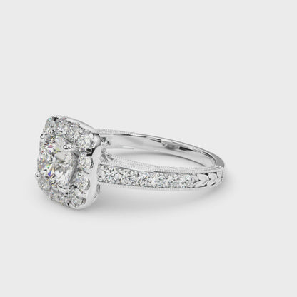 14K White Gold Engagement Rings Halo Round With 0.40 TCW Diamond (I1, H-I)