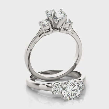 14K White Gold Engagement Rings 3 Stone Round With 0.24 TCW Diamond (Lab Grown VS-SI1, E/F/G)