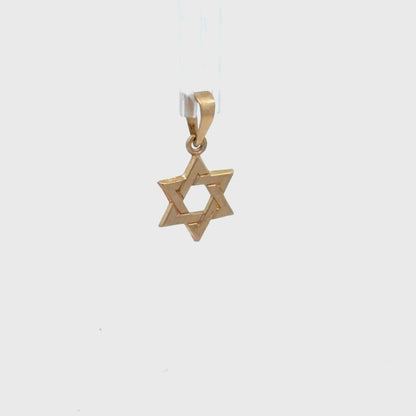 14K Yellow Gold Star Of David Pendant / Charm, Polished Dainty Judaica