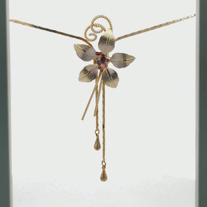 10K Yellow Gold Floral Bolo Necklace