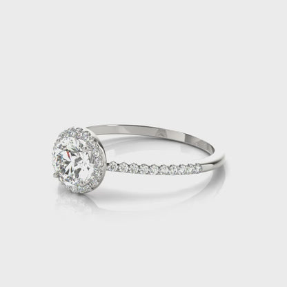 14K White Gold Halo Ring With 0.68 TCW Diamond (I1, H-I)