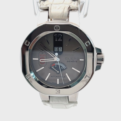 Clerc Icon 8  Power Reserve Automatic Mens Steel Case With Leather Strap Authentic Luxury Timepiece