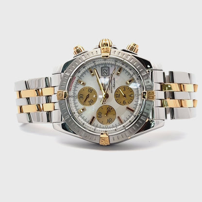 Mens Breitling Chronomat Evolution Chronograph 18K Yellow Gold/Steel Watch