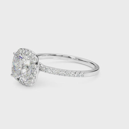 14K White Gold Engagement Rings Halo Square & Cushion With 2.28 TCW Diamond (Lab Grown VS-SI1, E/F/G)