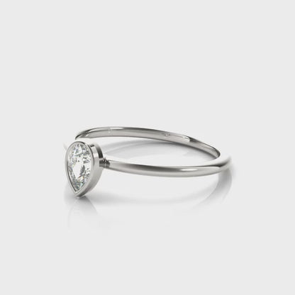 14K White Gold Pear Solitaire Stackable With 0.25 TCW Diamond (Lab Grown VS-SI1, E/F/G)