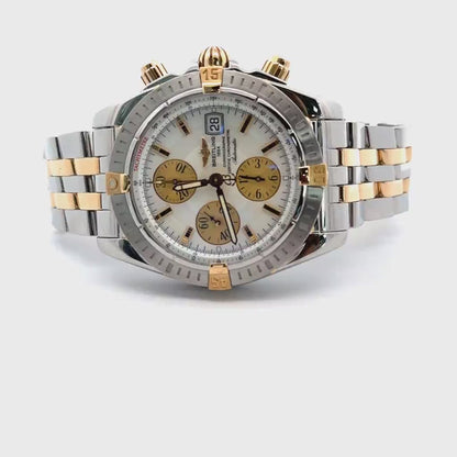 Mens Breitling Chronomat Evolution Chronograph 18K Yellow Gold/Steel Watch