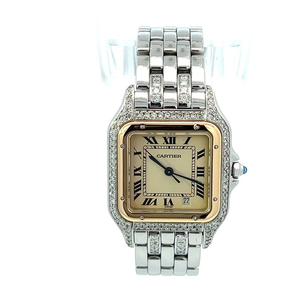 Womens Cartier Panther Panthere 18K Gold Midsize Diamonds