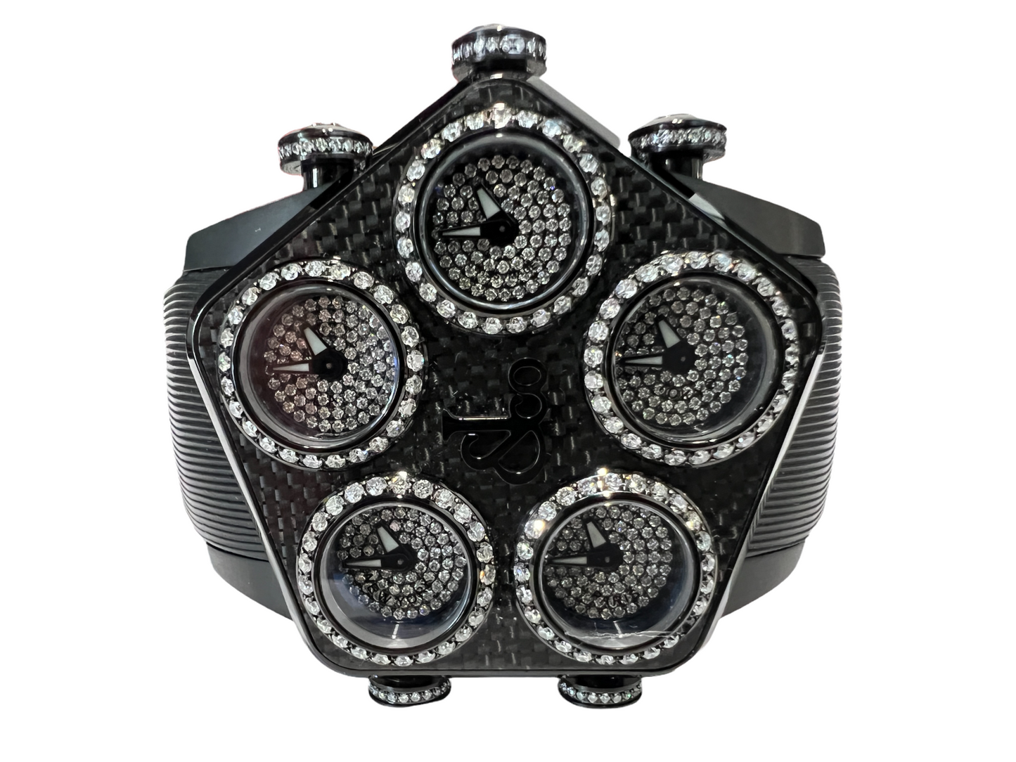 New Mens Jacob & Co. Grand Five 5 Time Zone Carbon Fiber Diamonds