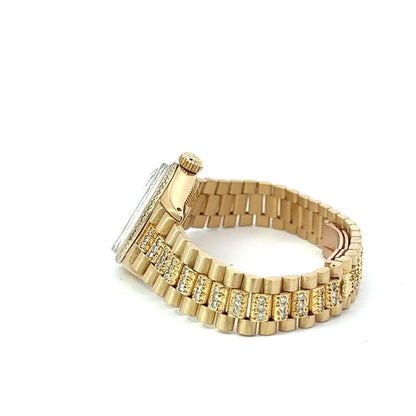 Womens Rolex Datejust President 18K Yellow Gold Diamonds