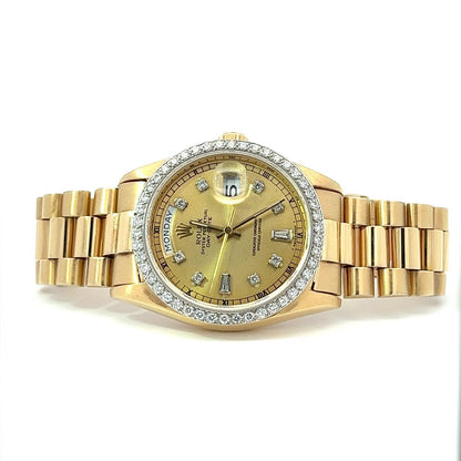 Mens Rolex Day-Date President 18k Gold Diamonds