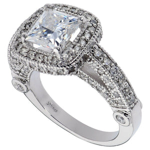 Gold Engagement Ring Diamonds Moissanite GRA Certified Over 3 Carats