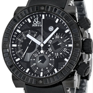 New Mens Jacob & Co. Rare Epic II Chronograph PVD Steel Black Spinel Baguettes