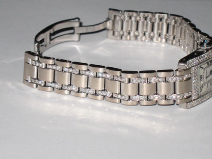 Womens Cartier Tank Americaine American 18K Gold Diamonds