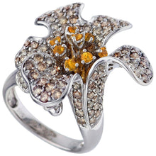Gold Flower Ring Diamonds Citrines