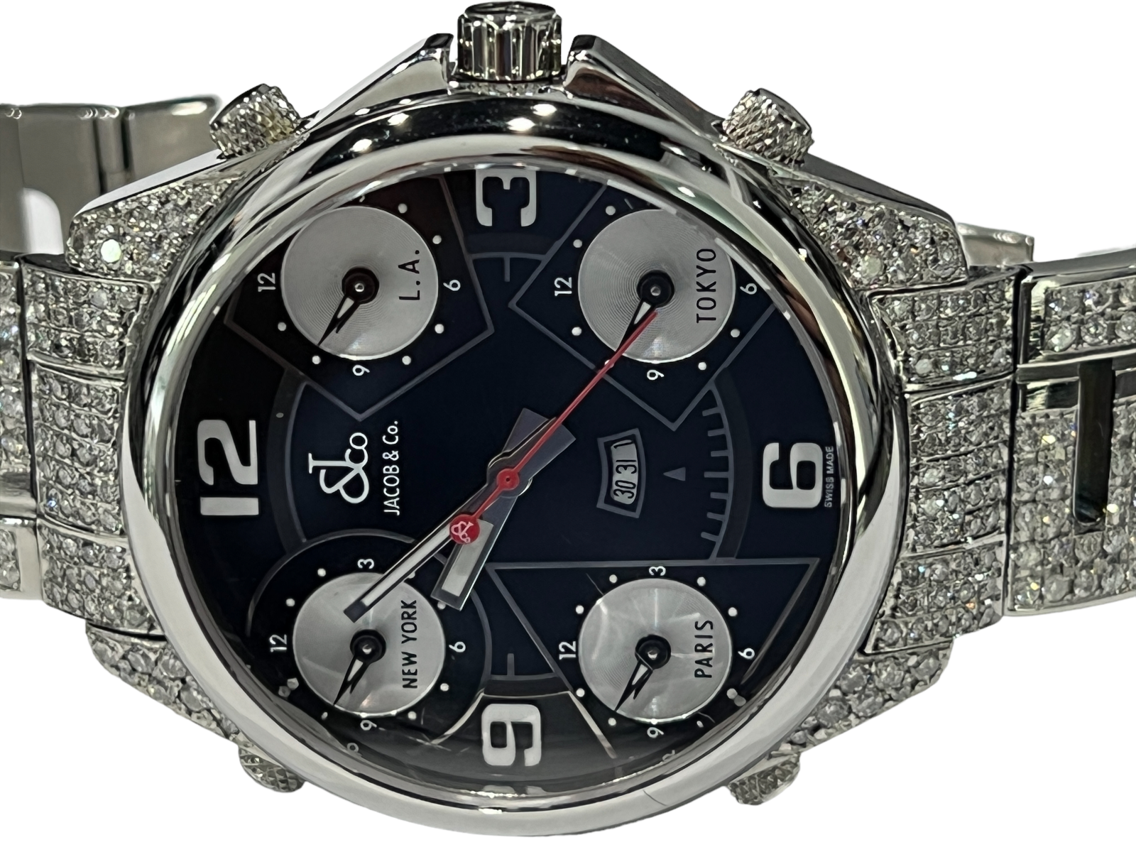 Mens Jacob & Co. JC 47mm Stainless Steel Diamonds