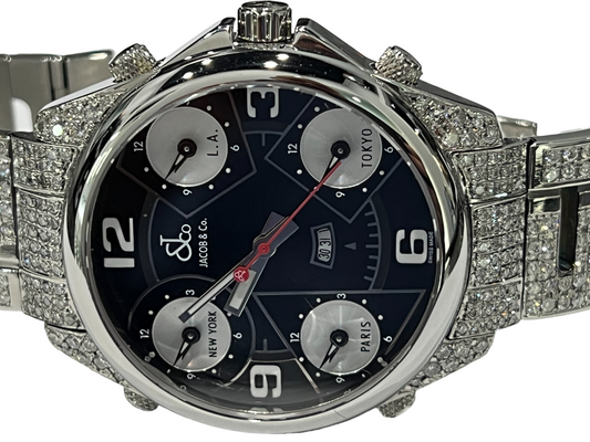 Mens Jacob & Co. JC 47mm Stainless Steel Diamonds