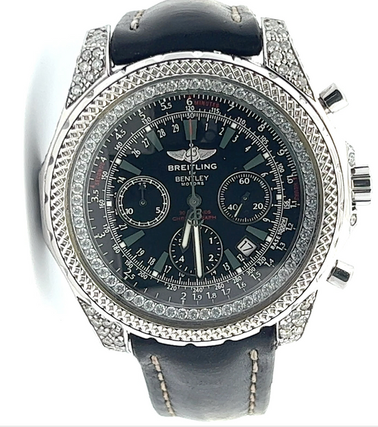 Mens Breitling Bentley Motors Stainless Steel Automatic Diamonds