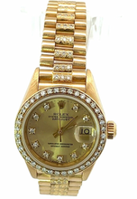 Womens Rolex Datejust President 18K Yellow Gold Diamonds