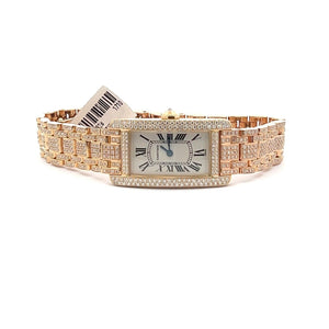 Womens Cartier Tank Américaine American 18K Gold Diamonds