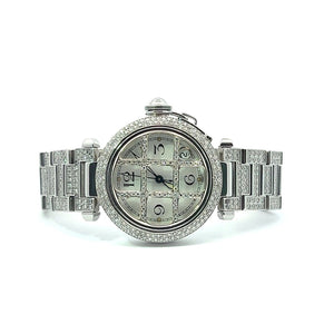 Womens Cartier Pasha Steel Automatic Diamonds