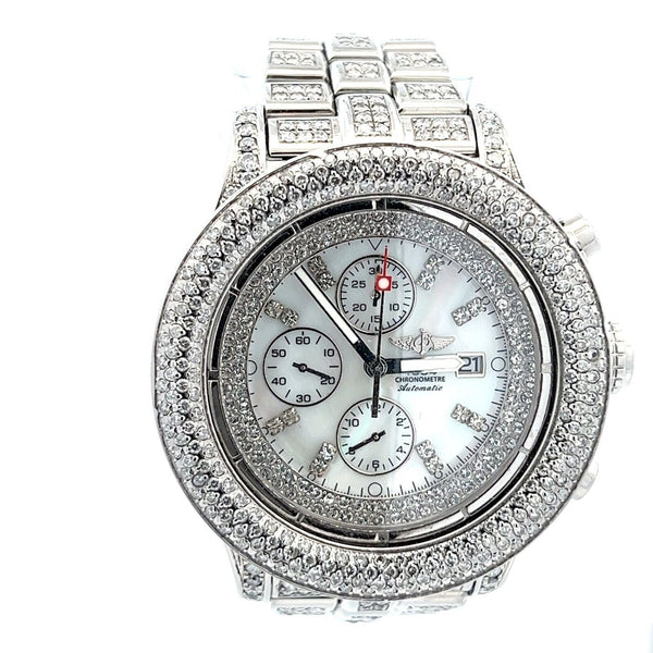 Mens Breitling Super Avenger Steel Automatic Chrono Chronograph Diamonds