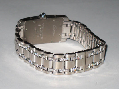 Womens Cartier Tank Americaine American 18K Gold Diamonds