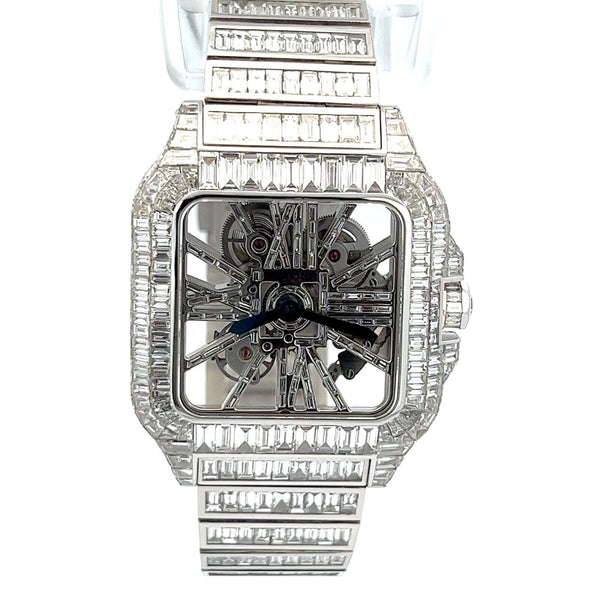 Mens Cartier Santos De Cartier Skeleton 18K Gold Chandelier Diamonds