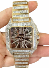 Mens Cartier Santos De Cartier Skeleton 18K Gold Chandelier Diamonds