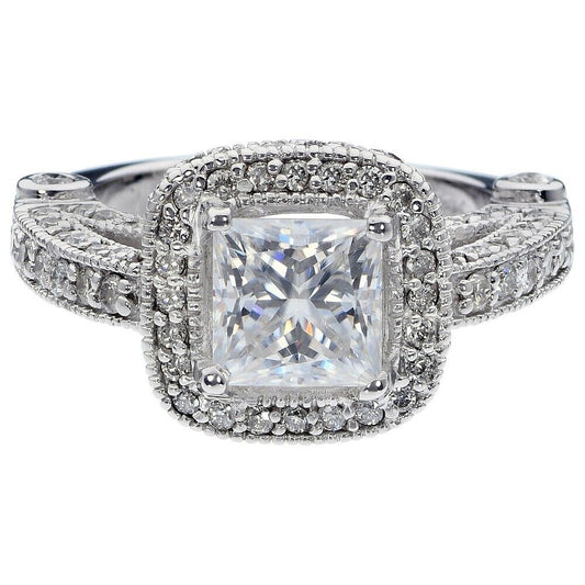Gold Engagement Ring Diamonds Moissanite GRA Certified Over 3 Carats