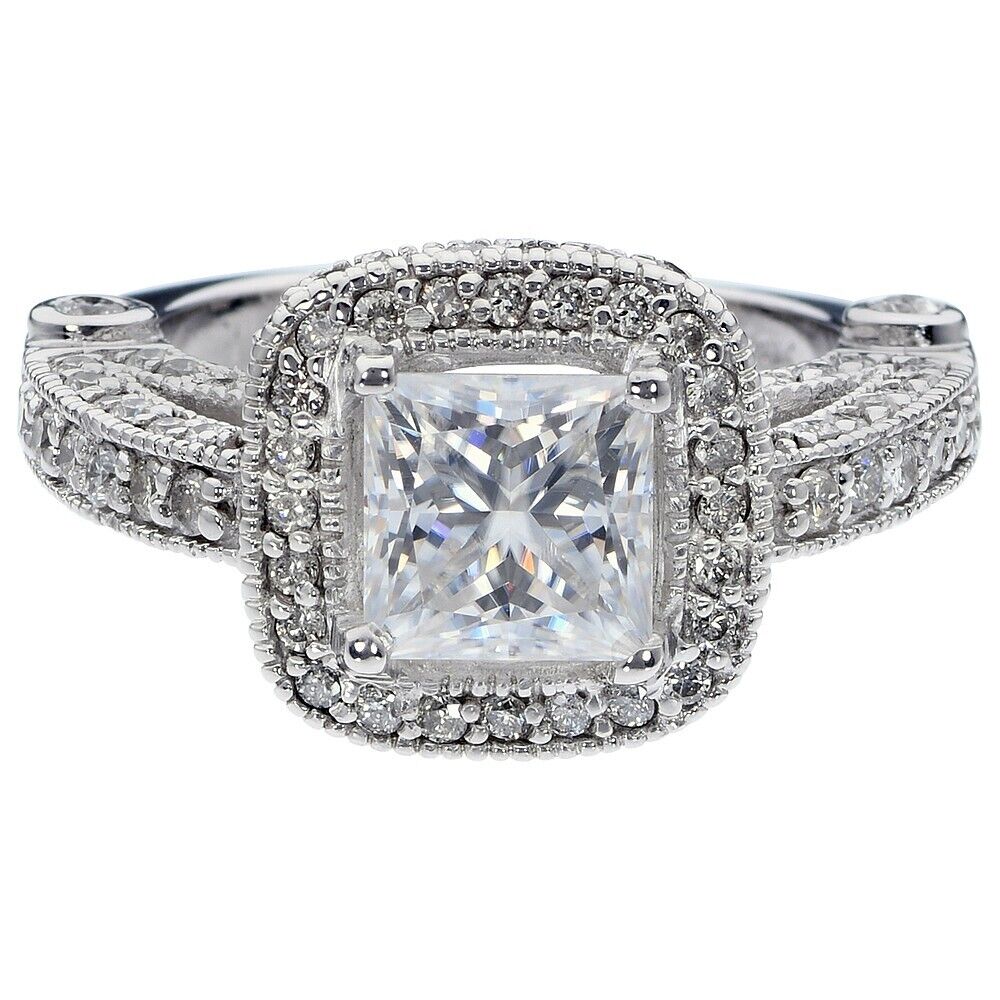 Gold Engagement Ring Diamonds Moissanite GRA Certified Over 3 Carats
