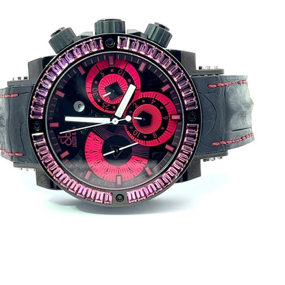 New Mens Jacob & Co. Rare Epic II Chronograph PVD Steel Tourmaline Baguettes